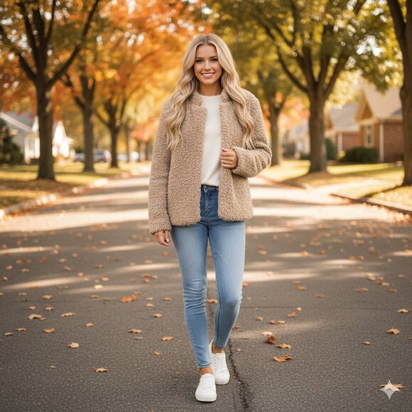 DEMOCRACY Faux Fur Mongolian Curly Lamb Teddy Jacket - Picture 12 of 12